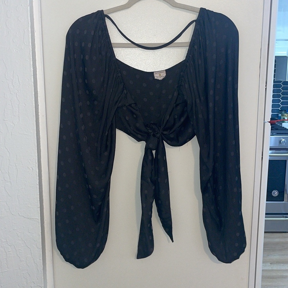 By together Black Women's long sleeve Crop Top ~ M